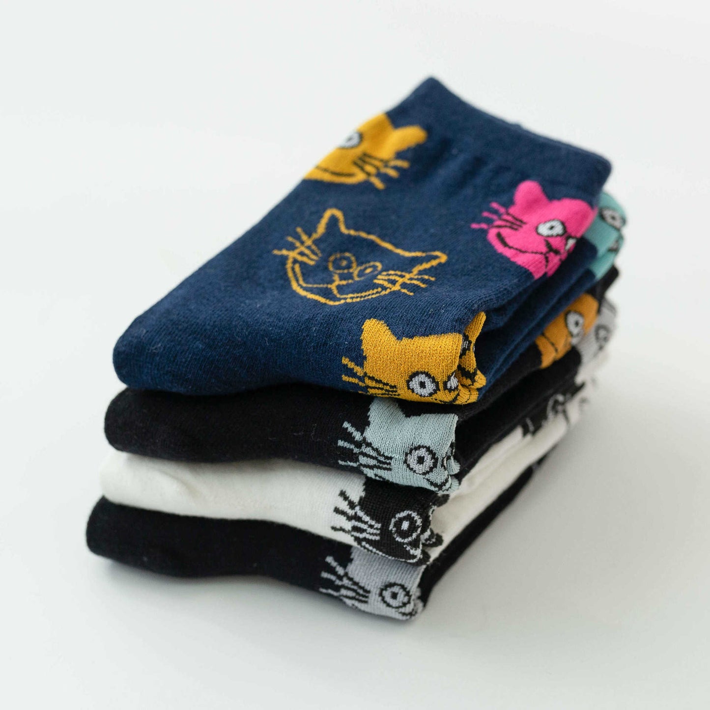 1 Pair Autumn Winter Women Art Funny  Creative Funny Cartoon Cat Unisex Breathable Cotton Socks