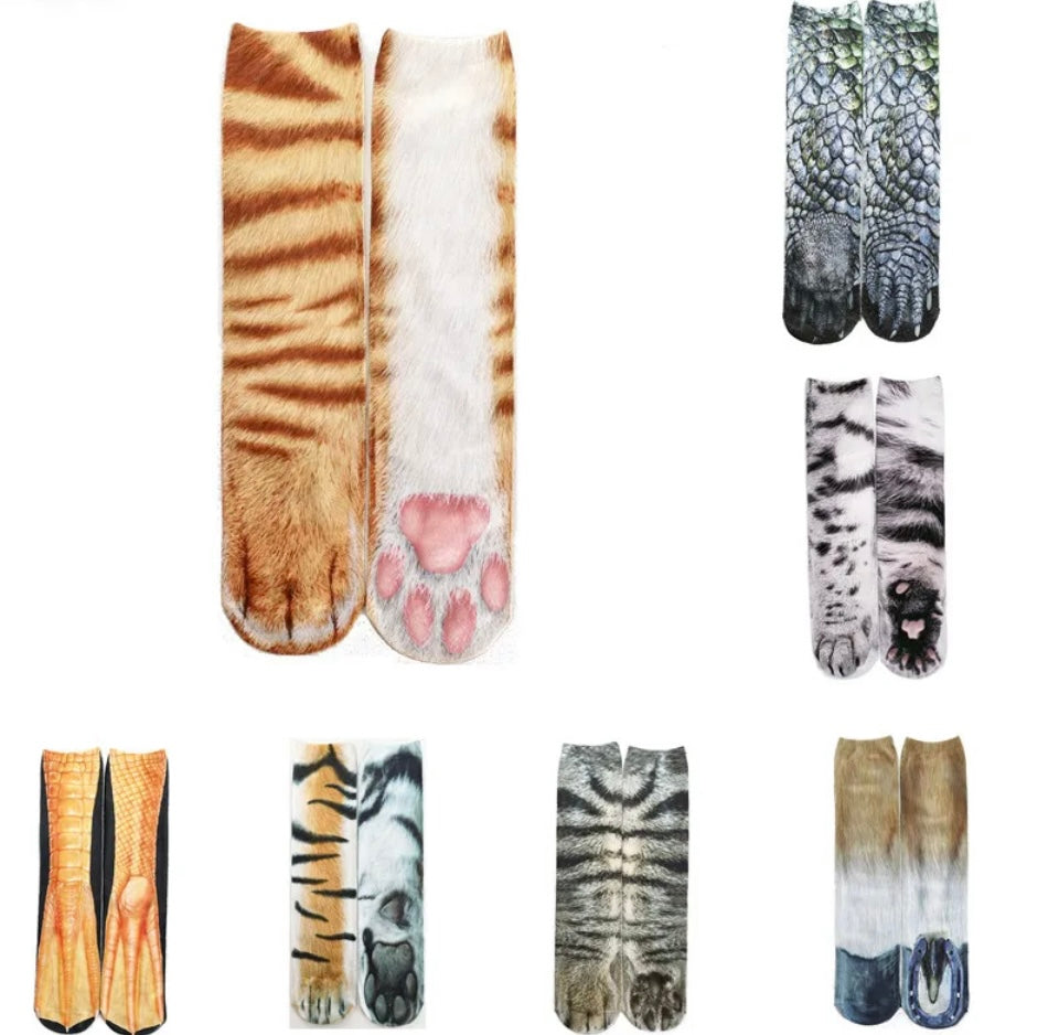 1 Pair Funny 3D Print Foot Socks Animal Paw Feet Funny Unisex Adult Elastic UK